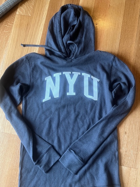 League Other - League Navy NYU Waffle-Knit Hooded Pullover
